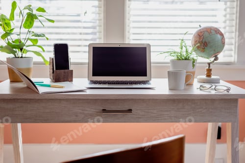 Preview: Modern home office workspace with laptop computer