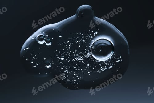 Preview: A drop of gel serum with bubbles. The texture. View from below.