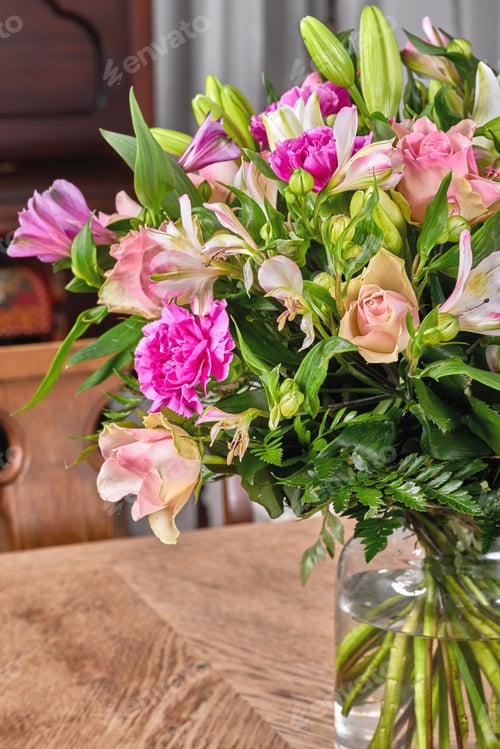 Preview: Beautiful bouquet of flowers. Bouquet with different kind of flowers.