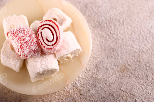 Preview: turkish arabic sweets lokum for treat and dessert