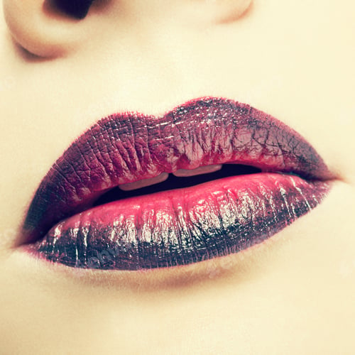 Preview: Close-Up Shot Of Female Lips With Bicolor Marsala Lipstick