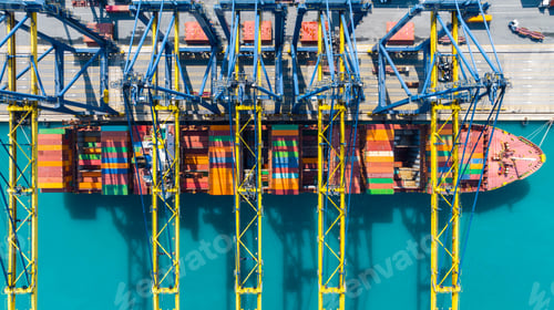 Preview: Aerial view container cargo ship maritime freight shipping by container cargo ship, Global business.