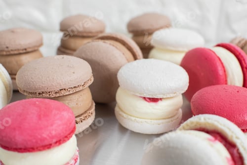 Preview: Colorful french macarons dessert.