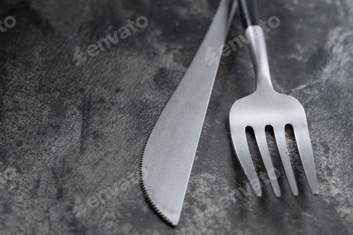 Preview: Silver modern cutlery on stone