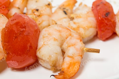 Preview: Grilled Shrimp and Tomato Skewers on a Plate