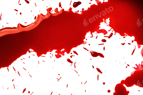 Preview: Blood splatter on white background