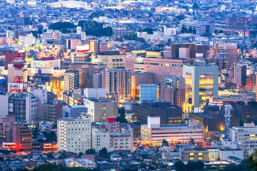 Preview: Nagano City, Japan at dusk from Asahi Mountain