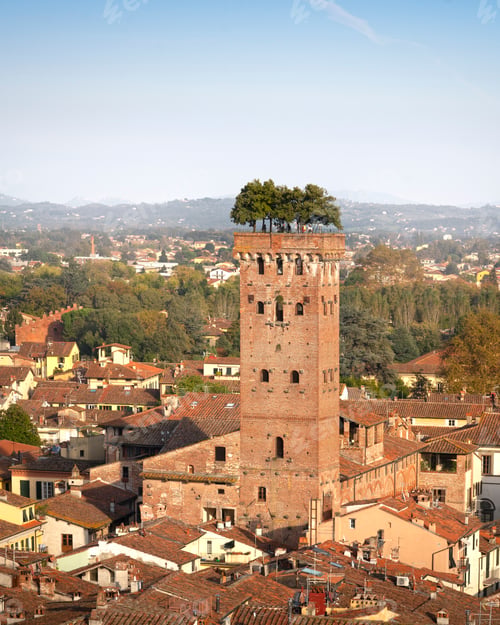Preview: Lucca aerial view of the city and Guinigi tower. Tuscany, Italy