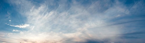 Preview: Sky panorama, dramatic twilight sky background. Banner. Sunset, sunrise light. Copy space