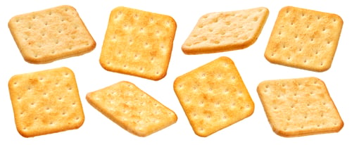 Preview: Crackers isolated on white background with clipping path