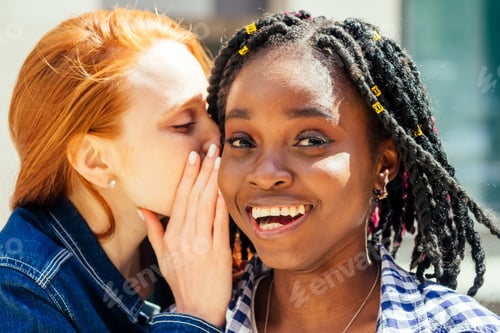 Preview: Happy brightful positive moments of two stylish girls