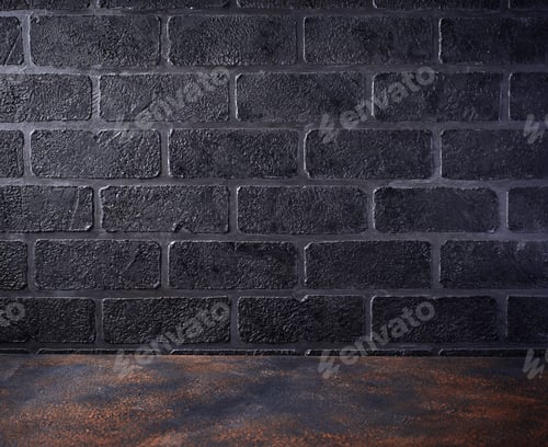Preview: Empty table and brick wall background