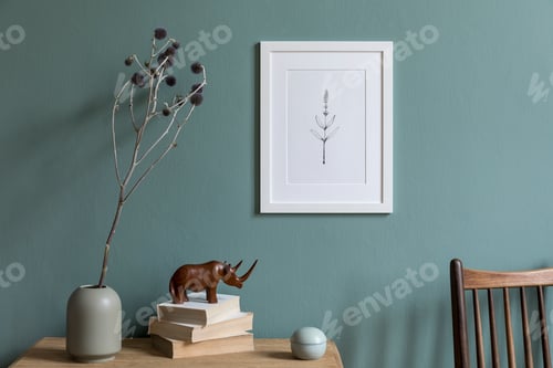 Preview: Stylish and creative composition of modern living room interior design.