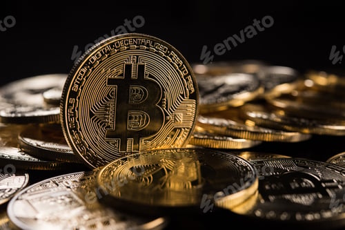 Preview: Golden Bitcoins, Electronic money concept