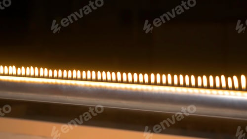 Preview: Pipe with fire in the chemistry laboratory close up. Gas system in the lab. Musical instrument with