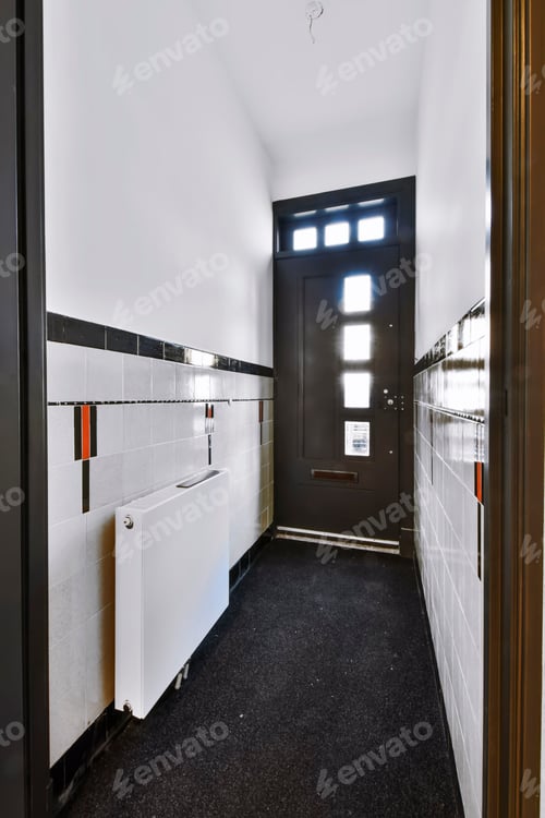 Preview: A stylish corridor with an entrance door to the house