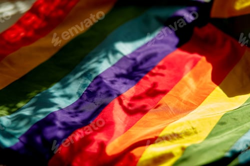 Preview: Pride Month flag. Gender Equality. Gay pride lifestyle. Rainbow flag with trendy shadows