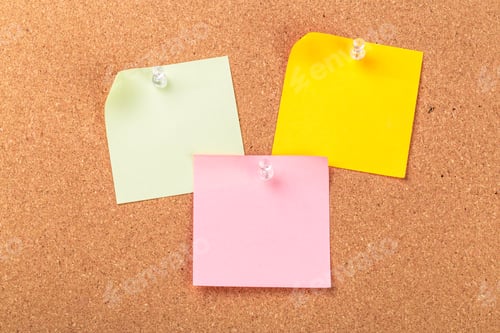 Preview: The cork board with blank notes