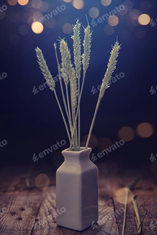 Preview: Wheat Stalks in Vase with Bokeh Background