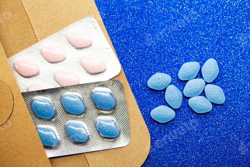 Preview: Pill for men's health and Valentine day background.