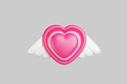 Preview: Pink heart with wings