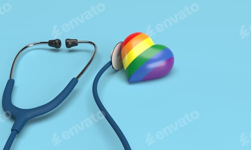 Preview: Stethoscope check up heart love rainbow colorful copy space symbol decoration world health care day