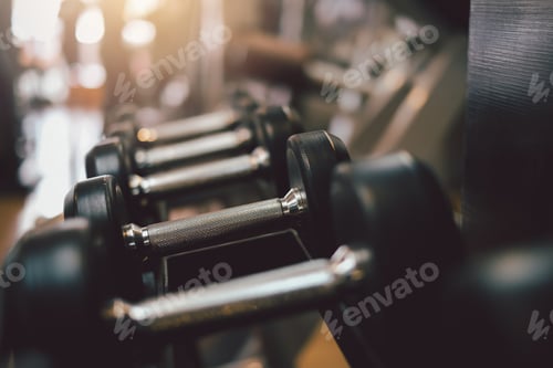 Preview: Exercise equipment dumbbell in the gym.