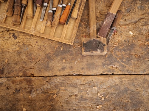 Preview: Collection of woodcarving instruments