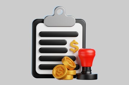 Preview: Clipboard coins approval stamp asset