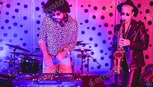 Preview: Young people mixing new music album inside recording studio