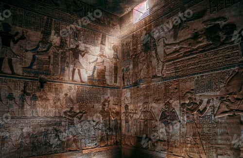 Preview: Sunlit Egyptian Hieroglyphs on Temple Walls