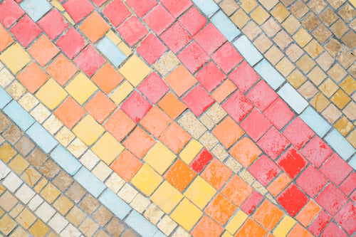 Preview: Mosaic pattern, old small decorative ceramic tiles for design. Texture background
