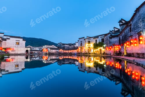 Preview: chinese ancient villages at night