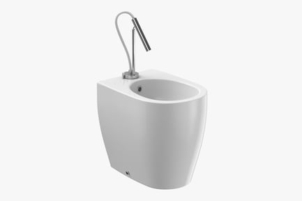 Preview: Sleek White Ceramic Bidet with Chrome Fixture