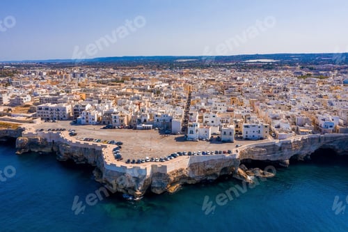 Preview: Aerial view of the City of Polignano a Mare town, Puglia region i Italy