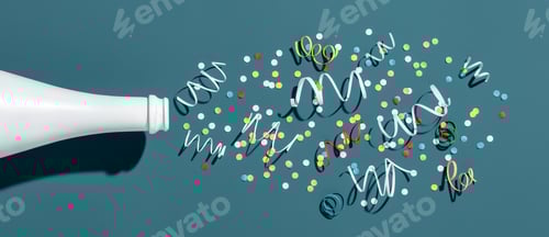 Preview: New Year Celebration With Champagne, flat lay