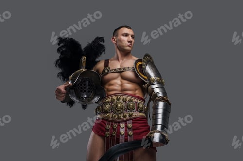Preview: Ancient arena fighter with plumed helmet and gladius