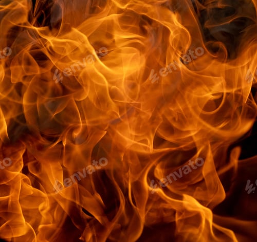 Preview: Flames of fire on black background