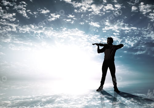 Preview: Silhouette Of Man Playing Violin High In Sky