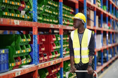Preview: Warehouse Industrial supply chain and Logistics Companies inside. Warehouse workers checking the inv