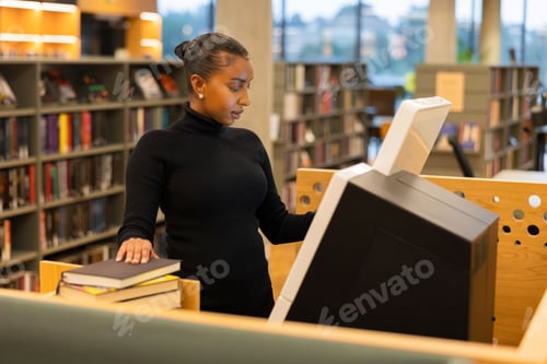 Preview: Librarian using self-service terminal