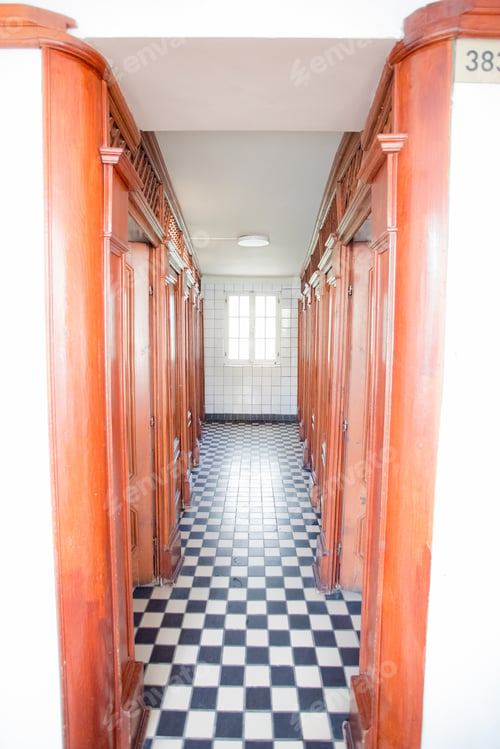 Preview: Beautiful vintage interior of Szechenyi baths, Budapest, Hungary