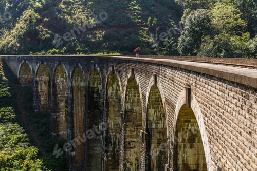 Vorschau: ELLA, SRI LANKA - 17.01.2017: Eisenbahnstraße und verschiedene Bäume mit grünem Laub in Asien