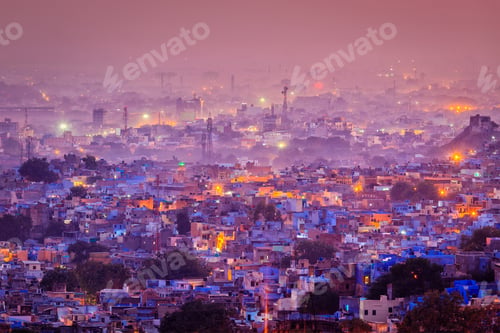 Preview: Aerial view of Jodhpur in twilight