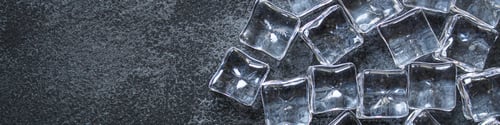 Preview: Ice Cubes. Artificial Crystal Clear Transparent Piece. Concept. Food Background. Top View. Copy