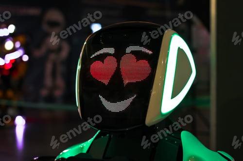 Preview: Futuristic robot in love. Future, futuristic, love, Valentine’s Day background. N