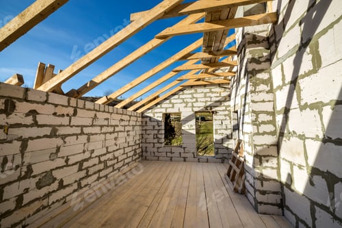 Preview: House interior under construction and renovation. Energy saving walls of hollow foam
