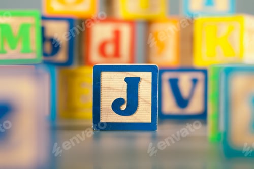 Preview: Photograph of colorful Wooden Block Letter J