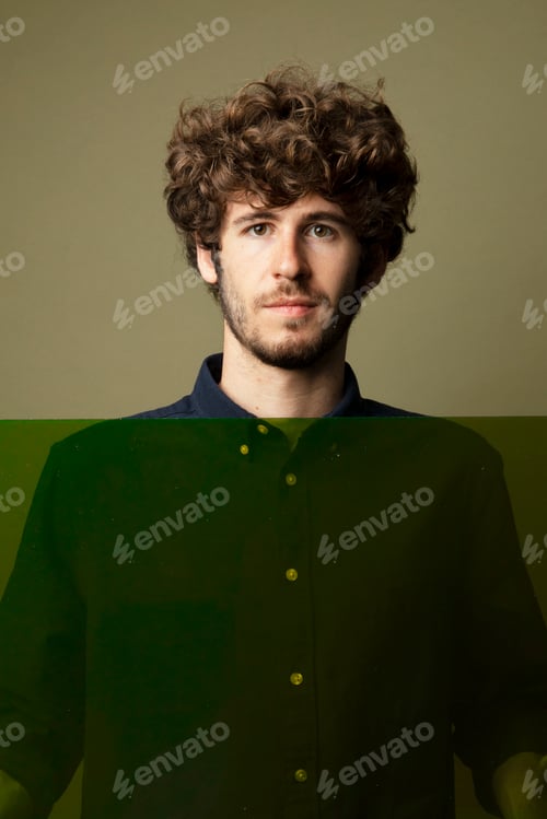 Preview: Curly haired man Pinterest banner