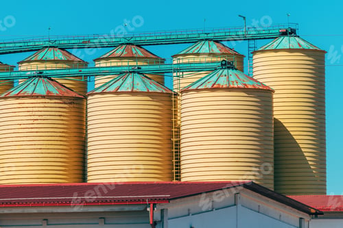 Preview: Old worn agricultural grain silos building